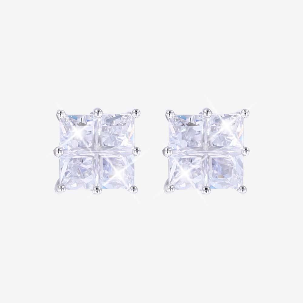 Silver Square Stud Earrings