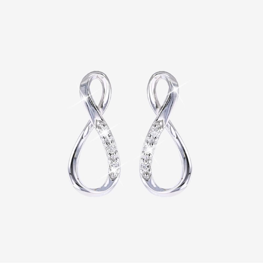 Silver Real diamond Lab-Grown Infinity Earrings