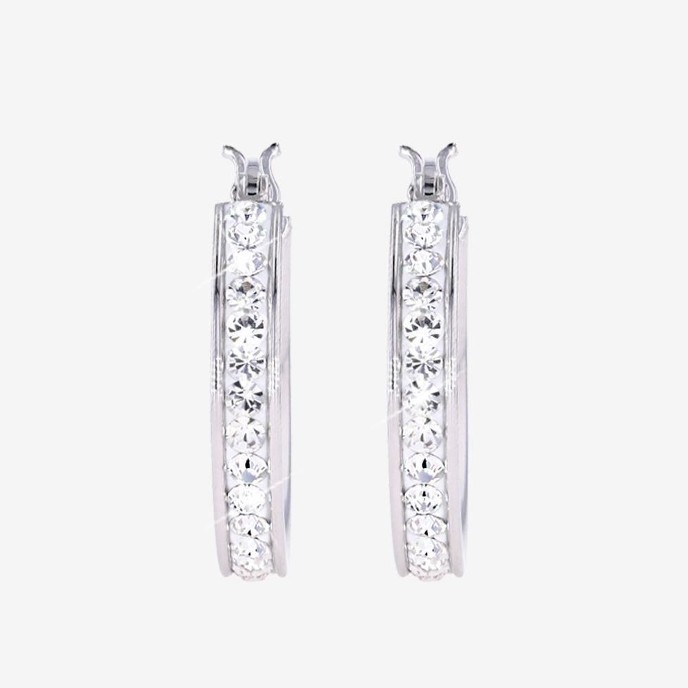 Silver Crystal Hoops Full Round