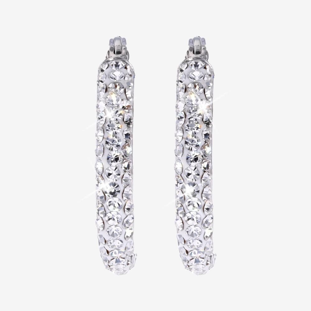 Silver Full Round Crystal Hoops
