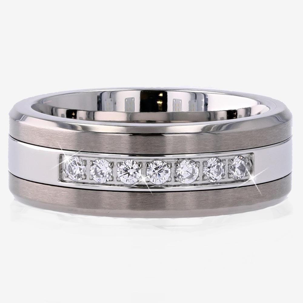Mens Titanium And Steel Band Ring