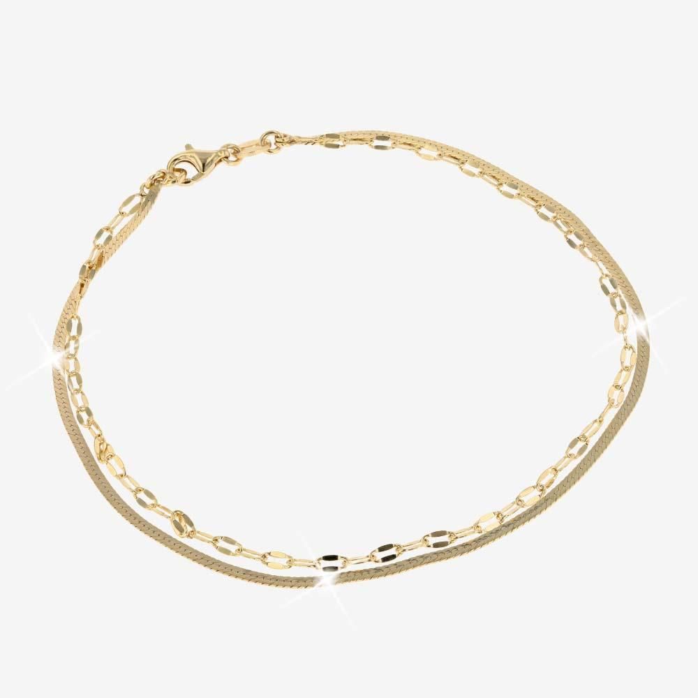 18ct Gold Vermeil On Silver Two Strand Bracelet