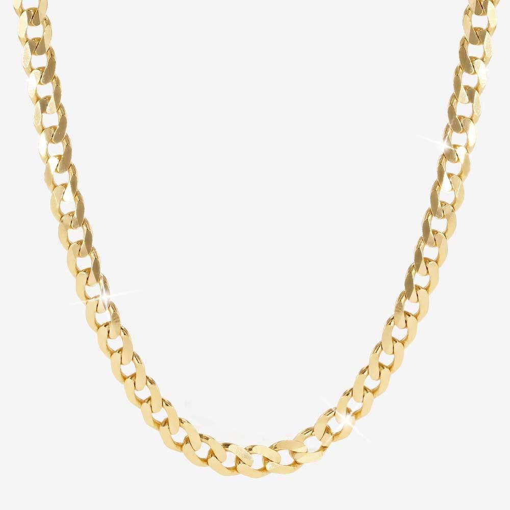 18ct Gold Vermeil on Silver Solid Curb Chain Necklace