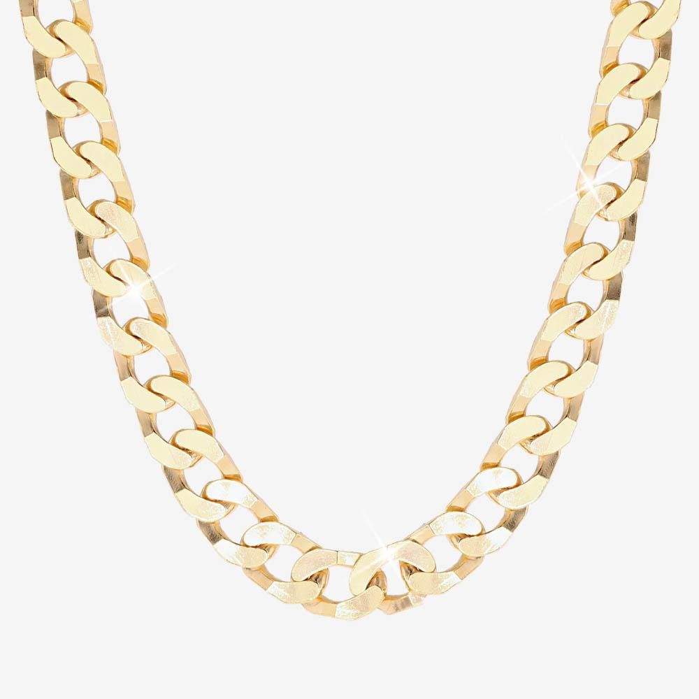 18ct Gold Vermeil on Silver Mens 20" Solid Curb Chain