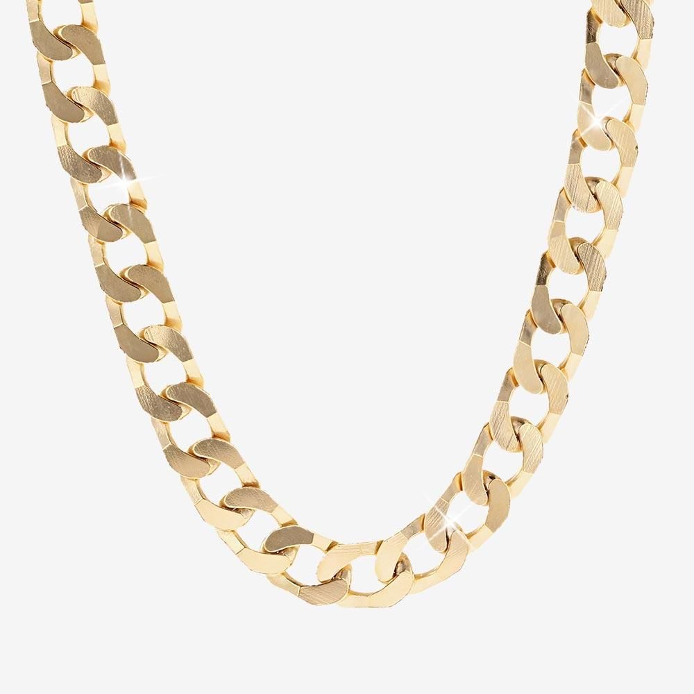 18ct Gold Vermeil On Silver Mens 24" Solid Curb Chain