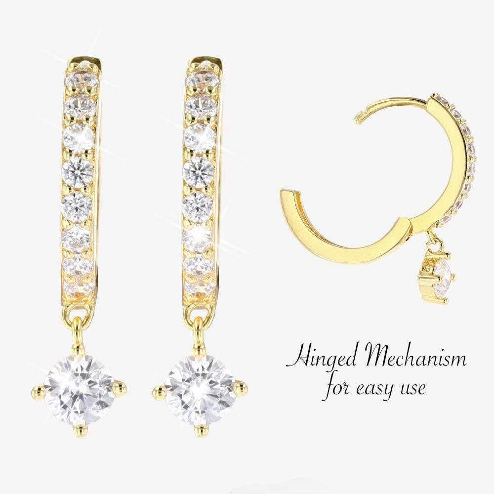 18ct Gold Vermeil On Silver Huggie Earrings With Drop