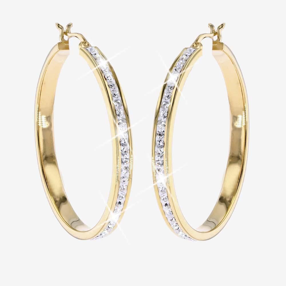 18ct Gold Vermeil On Silver Crystal Hoops - Extra Large