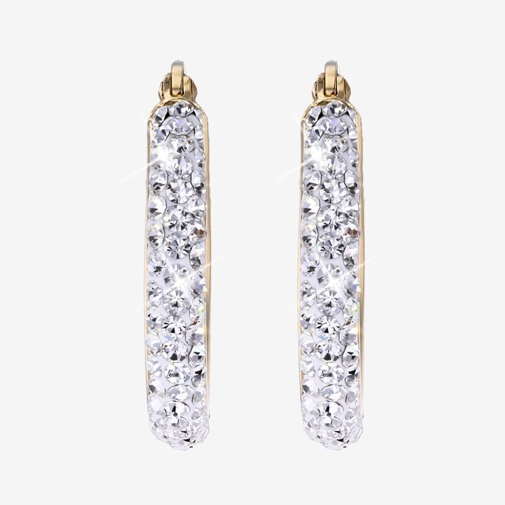 18ct Gold Vermeil On Silver Crystal Hoops Full Round