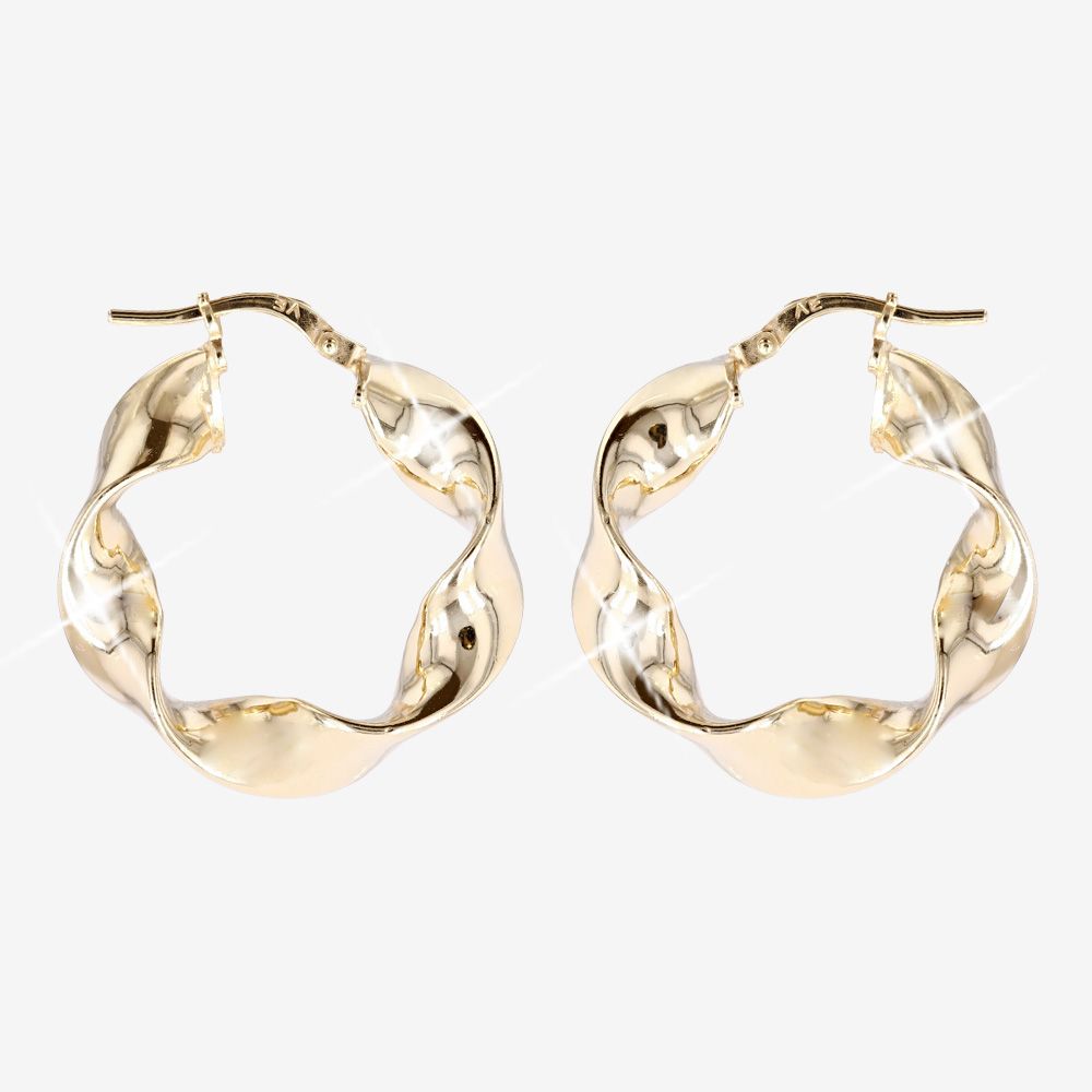18ct Gold Vermeil On Silver Chunky Wave Hoops 25mm