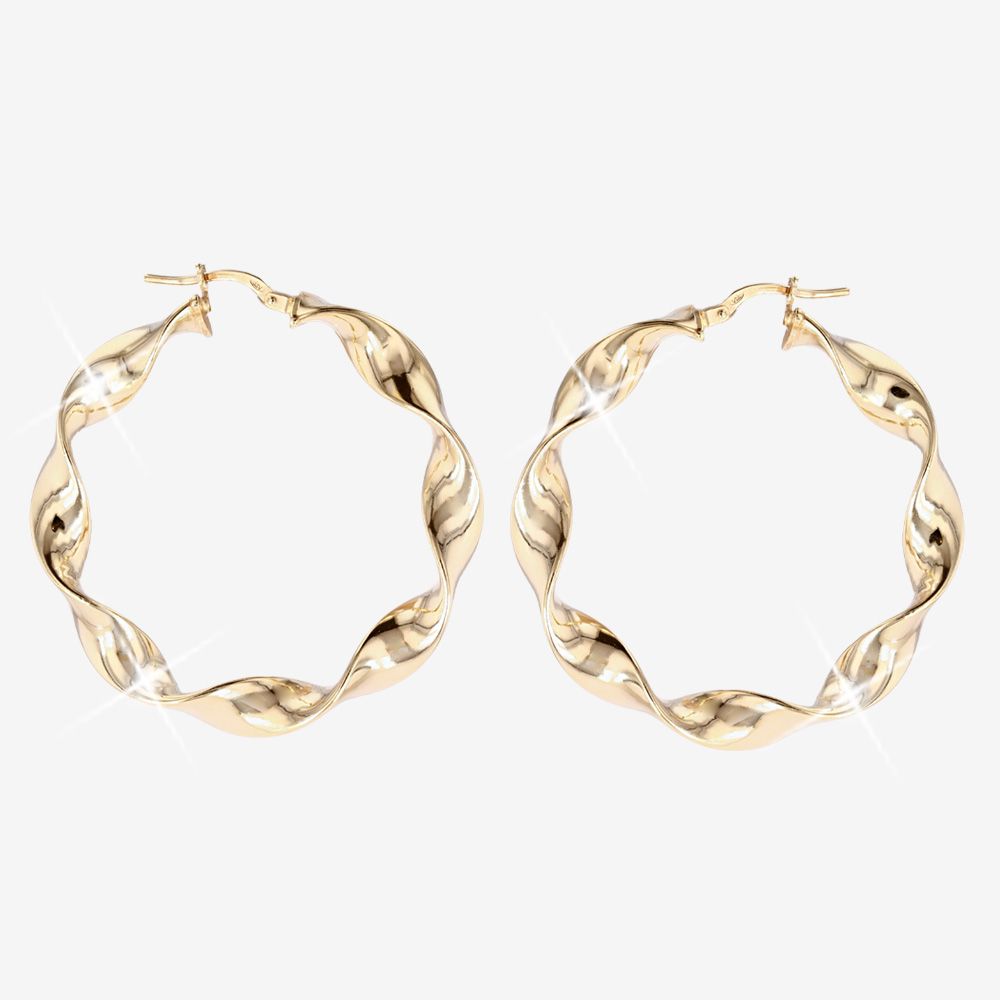 18ct Gold Vermeil On Silver Large Chunky Wave Hoops 42mm