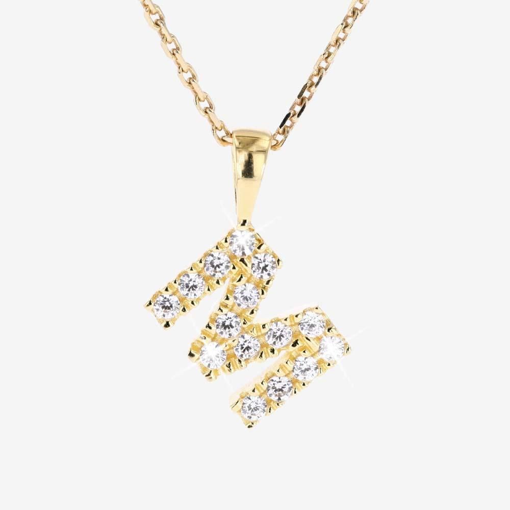 18ct Gold Vermeil On Silver M Initial Necklace