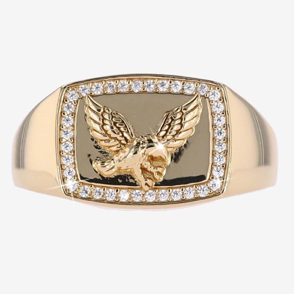 18ct Gold Vermeil on Silver Mens Eagle Ring