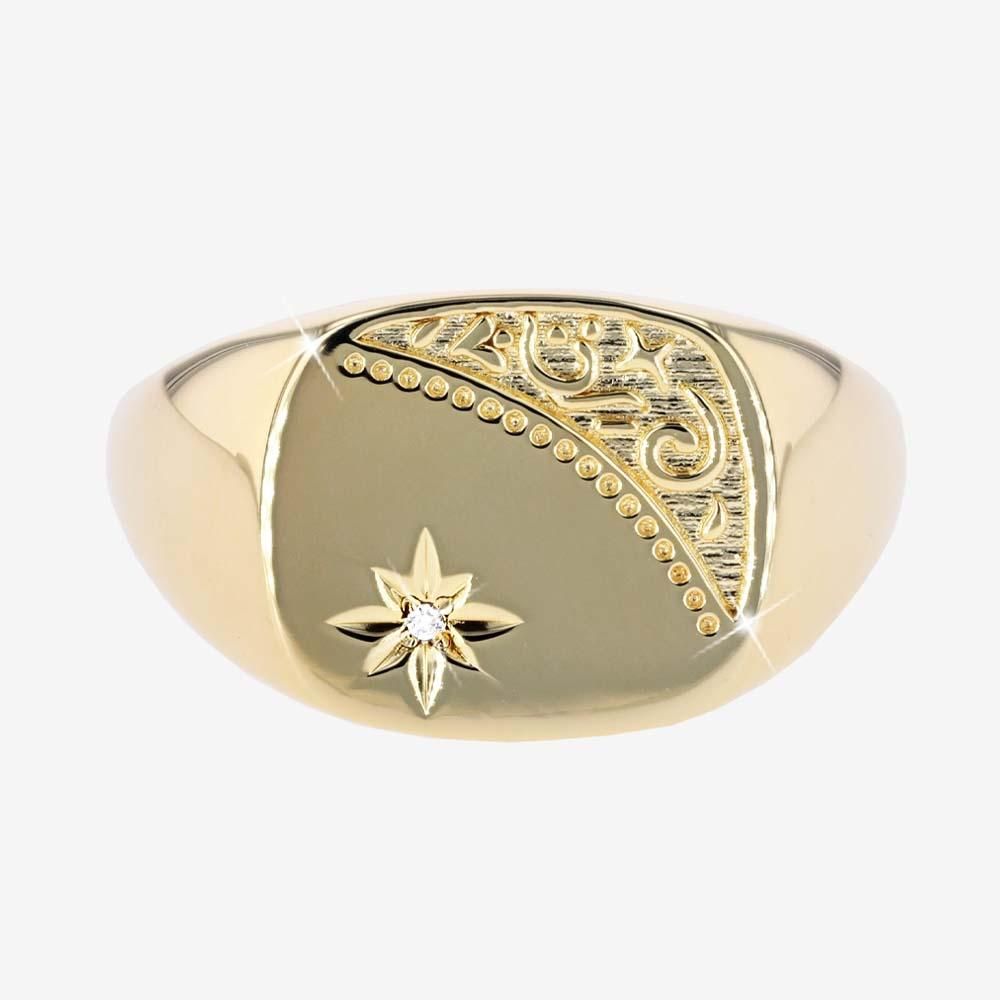 18ct Gold Vermeil on Silver Mens Signet Ring, Luxury Weight