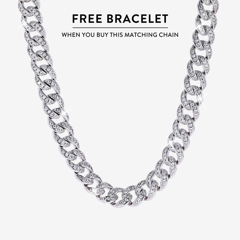 Mens Solid Monaco Cuban Ice Chain